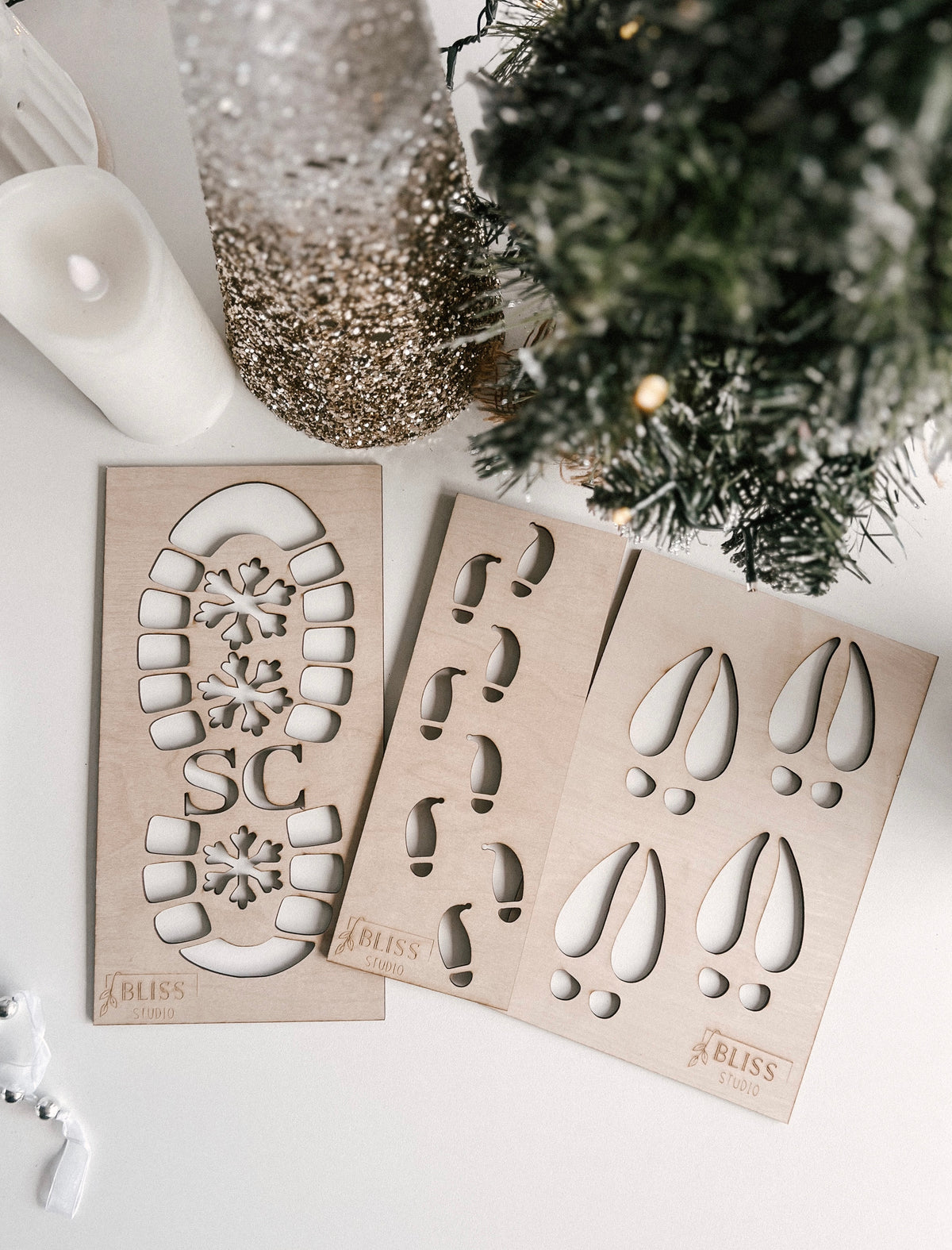Santa, Reindeer & Elf Footprint bundle